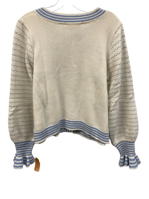 Loveshackfancy Size XS Ivory & blue Wool & Nylon Blend Floral & Stripes Sweater Ivory & blue / XS