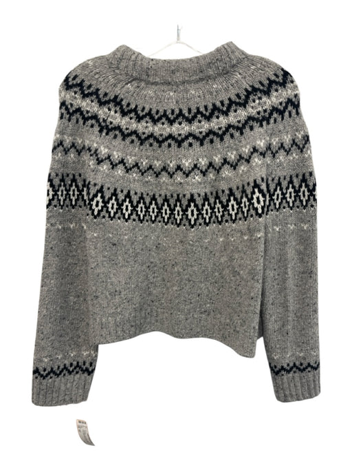 J Crew Size XS Gray, White, Black Merino Wool Button Front Mock Neck Sweater Gray, White, Black / XS