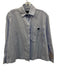 Massimo Dutti Size XS Light Blue & Black Cotton Button Neck Long Sleeve Top Light Blue & Black / XS