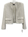 Theory Size 00 White Cotton & Polyamide Tweed Open Front Trim Long Sleeve Jacket White / 00