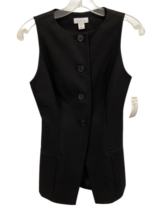 Aligne Size 2 Black Polyester Button Down Tunic Length Vest Top Top Black / 2