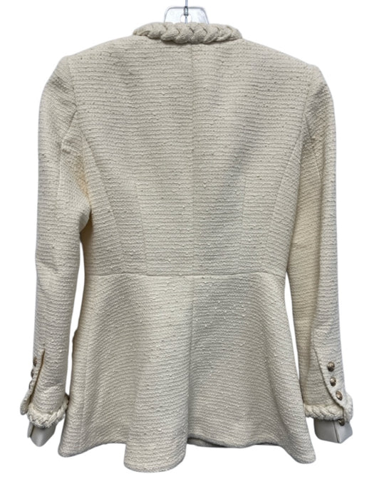 Tuckernuck Size XXS Cream Polyester Braided Detail Tweed Pockets Jacket Cream / XXS