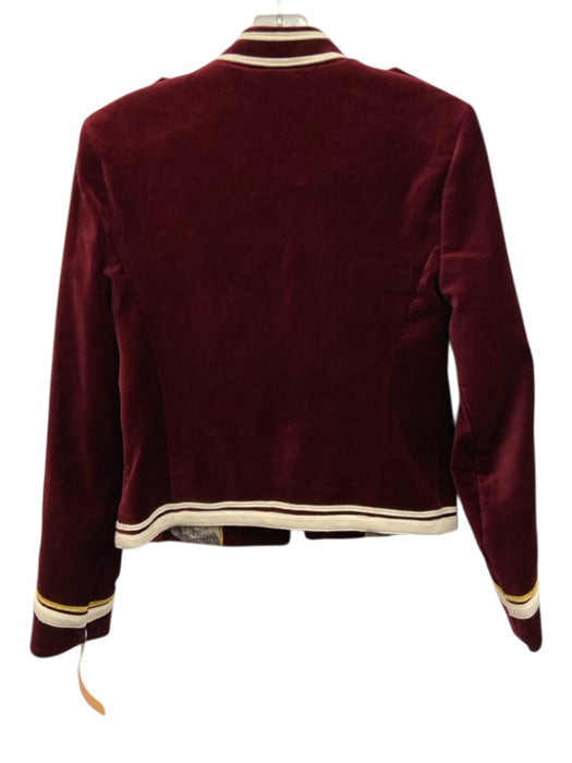 Boden Size 2 Burgundy & Ivory Cotton Velvet Band Style Napoleon Jacket Jacket Burgundy & Ivory / 2
