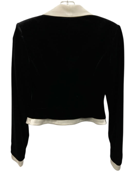 Nana Jacqueline Size XS Black & White Polyester Velvet Satin Collar Bow Jacket Black & White / XS