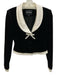 Nana Jacqueline Size XS Black & White Polyester Velvet Satin Collar Bow Jacket Black & White / XS
