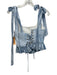 Louise New York Size XS Light Blue Silk Corset Ruffle Hem Tie Back Top Light Blue / XS