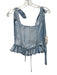 Louise New York Size XS Light Blue Silk Corset Ruffle Hem Tie Back Top Light Blue / XS