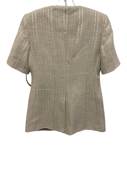 Veronica Beard Size 2 Cream Beige Cotton Tweed Button Down Short Sleeve Jacket Cream Beige / 2