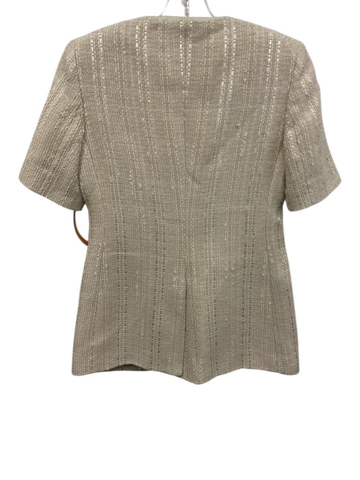 Veronica Beard Size 2 Cream Beige Cotton Tweed Button Down Short Sleeve Jacket Cream Beige / 2