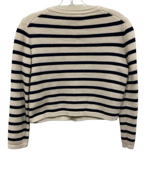 J Crew Size XS Cream & Navy Blue Cotton Horizontal Stripes Pockets Cardigan Cream & Navy Blue / XS
