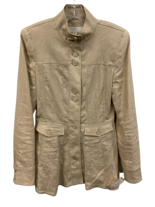 Zara Size XS Light Beige Acetate Button Down Pockets Long Sleeve Jacket Light Beige / XS