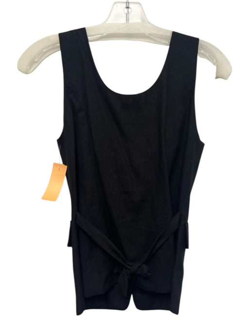 Tach Size XS Black Linen Blend Button Down Florets Sleeveless Tie Back Top Black / XS