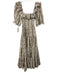 Hill House Size XXS White & Brown Print Cotton Short Puff Sleeve smocked Dress White & Brown Print / XXS