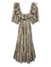 Hill House Size XXS White & Brown Print Cotton Short Puff Sleeve smocked Dress White & Brown Print / XXS
