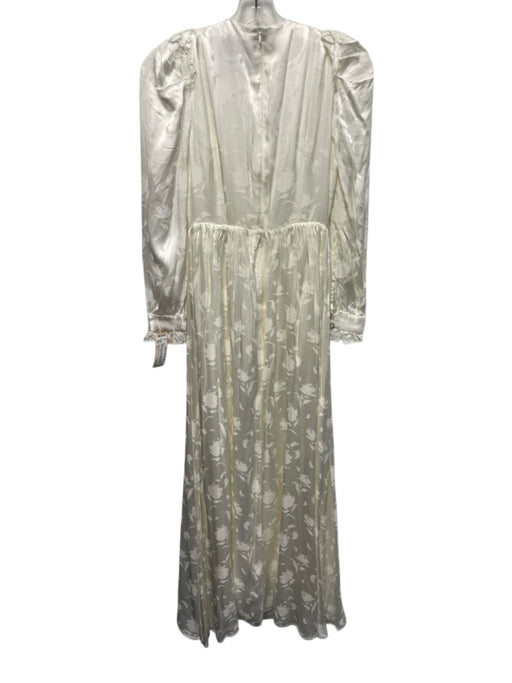 Dream Sister Jane Size XS White Viscose Satin Jacquard Floral Ruffle Dress White / XS