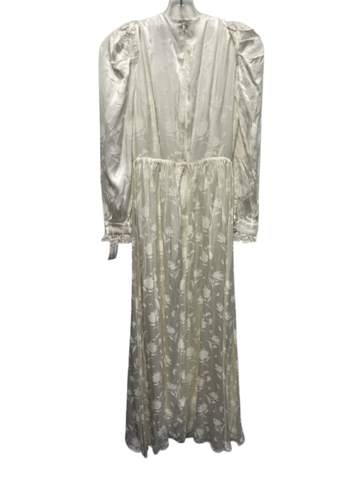Dream Sister Jane Size XS White Viscose Satin Jacquard Floral Ruffle Dress White / XS