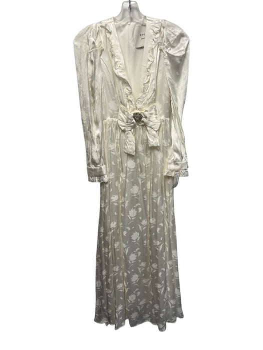 Dream Sister Jane Size XS White Viscose Satin Jacquard Floral Ruffle Dress White / XS