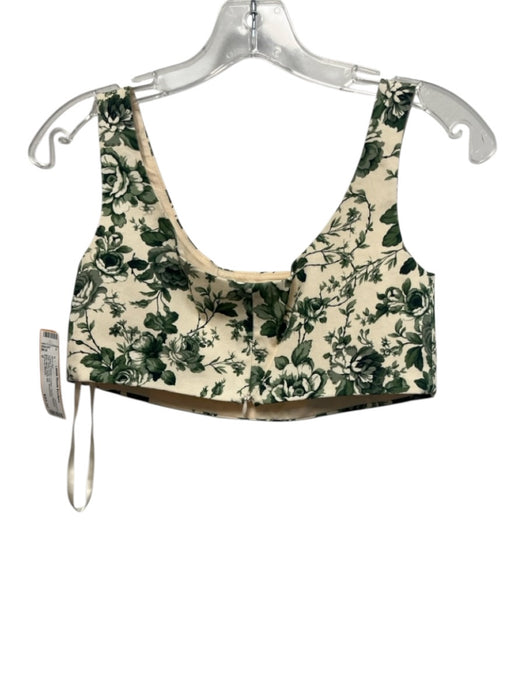 Antonio Melani Size 0 Cream & Green Cotton Floral Pleated High Rise Skirt Set Cream & Green / 0