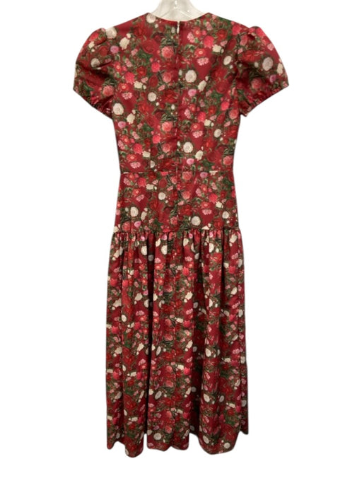 Damaris Bailey Size XS Red, Pink, Green Polyester Blend Floral Back Zip Dress Red, Pink, Green / XS