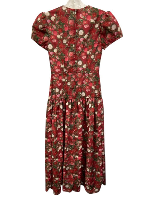 Damaris Bailey Size XS Red, Pink, Green Polyester Blend Floral Back Zip Dress Red, Pink, Green / XS