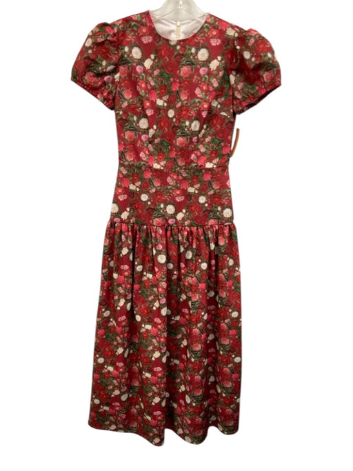 Damaris Bailey Size XS Red, Pink, Green Polyester Blend Floral Back Zip Dress Red, Pink, Green / XS