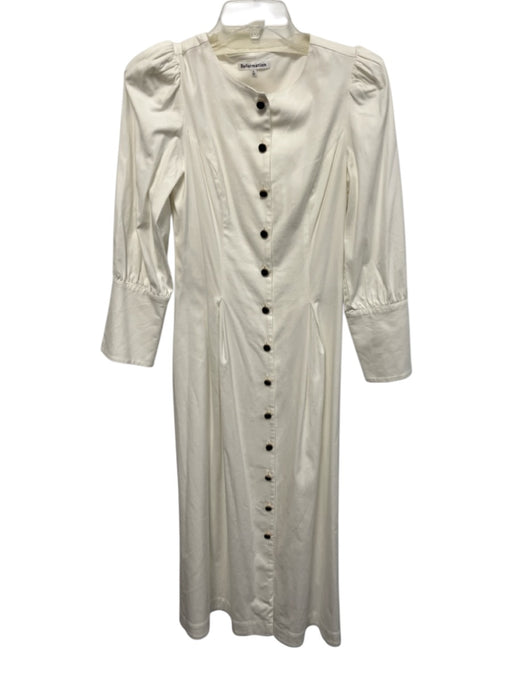 Reformation Size 0 White Cotton Button Front Long Sleeve Maxi Dress White / 0