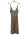 Zara Knit Size S Champagne Gold Knit Metallic Thread Pleated Skirt V Neck Dress Champagne Gold / S