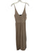Zara Knit Size S Champagne Gold Knit Metallic Thread Pleated Skirt V Neck Dress Champagne Gold / S