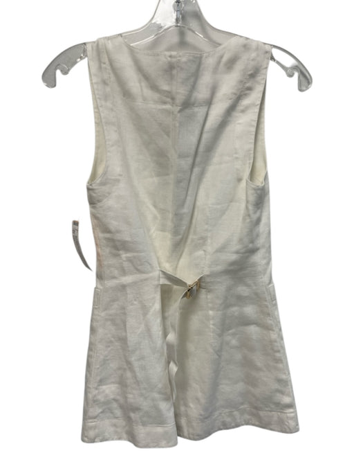Posse Size XXS White Linen Button Front Vest Top Maxi Skirt Pockets Skirt Set White / XXS