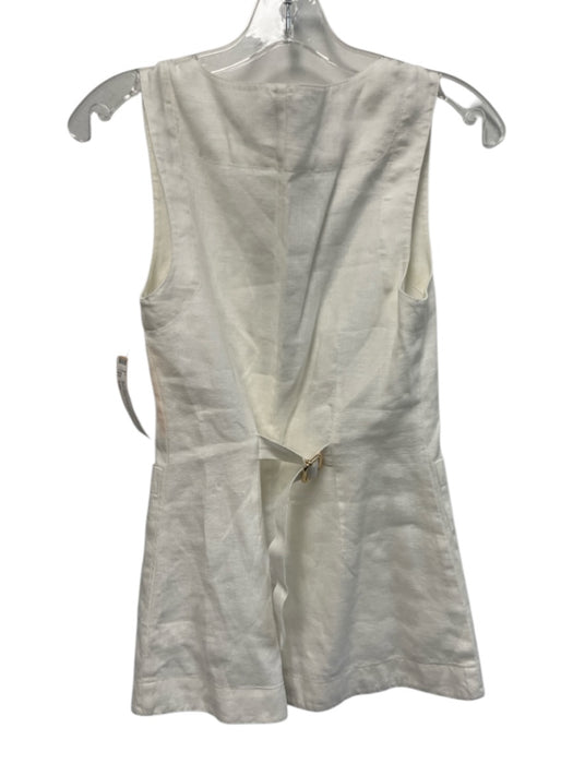 Posse Size XXS White Linen Button Front Vest Top Maxi Skirt Pockets Skirt Set White / XXS