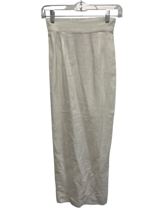 Posse Size XXS White Linen Button Front Vest Top Maxi Skirt Pockets Skirt Set White / XXS