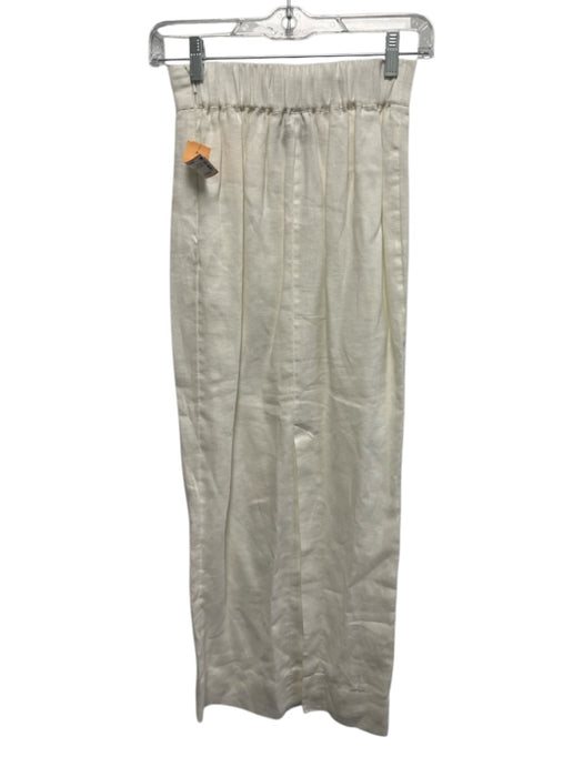 Posse Size XXS White Linen Button Front Vest Top Maxi Skirt Pockets Skirt Set White / XXS