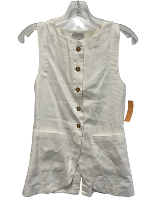 Posse Size XXS White Linen Button Front Vest Top Maxi Skirt Pockets Skirt Set White / XXS
