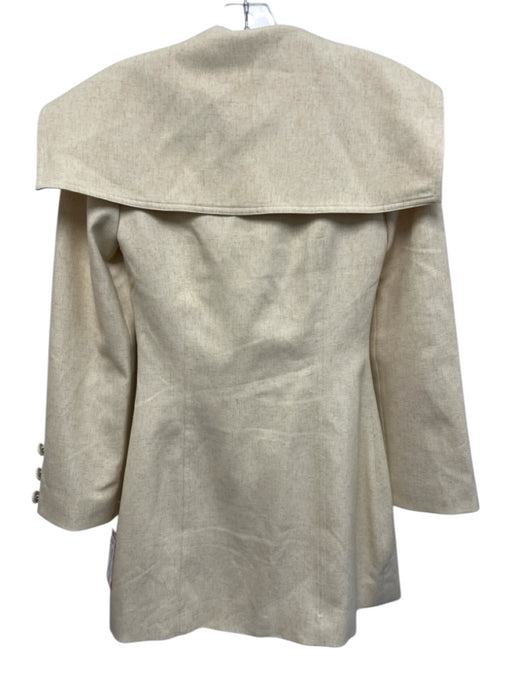 Lovaan Size 2 Yellow Beige Polyester Double Breasted Tie Neck Long Sleeve Jacket Yellow Beige / 2