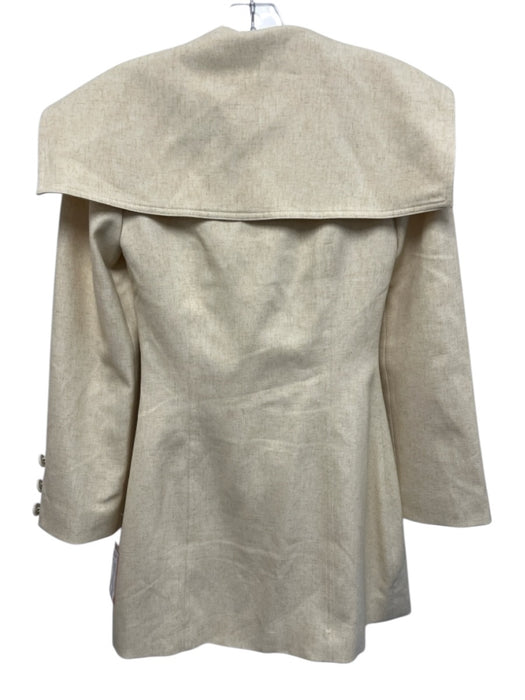 Lovaan Size 2 Yellow Beige Polyester Double Breasted Tie Neck Long Sleeve Jacket Yellow Beige / 2