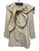 Lovaan Size 2 Yellow Beige Polyester Double Breasted Tie Neck Long Sleeve Jacket Yellow Beige / 2