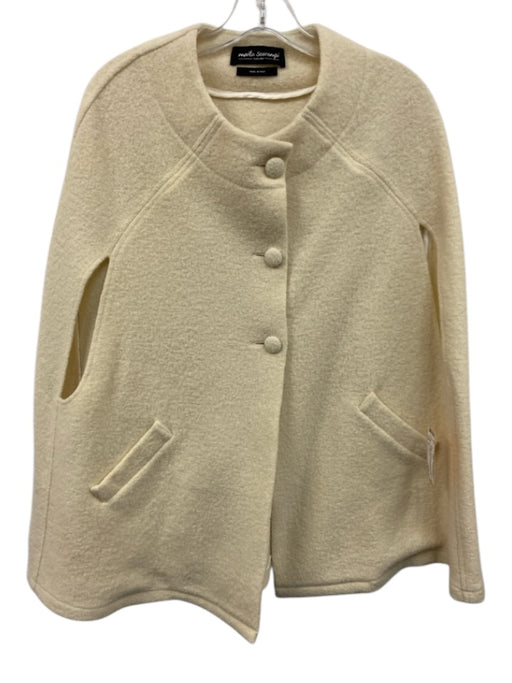 Marta Scarampi Cream Virgin Wool 3 Button Drop Shoulder Covered Buttons Cape Cream / P