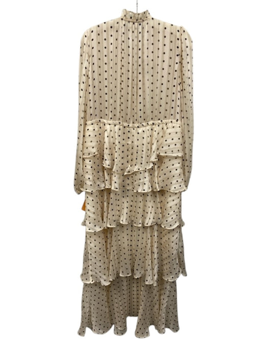 Shona Joy Size 4 Cream & Black Polyester Polka Dots Tiered Drawstring Maxi Dress Cream & Black / 4