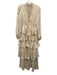 Shona Joy Size 4 Cream & Black Polyester Polka Dots Tiered Drawstring Maxi Dress Cream & Black / 4