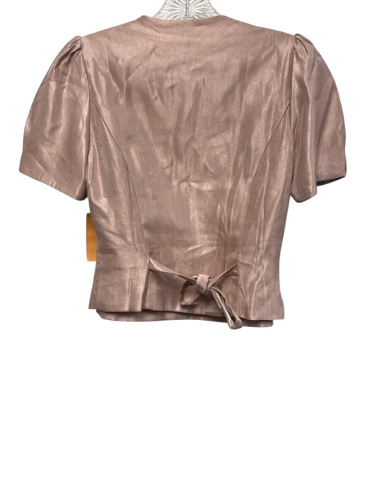 Reformation Size 2 Blush Pink Viscose Shimmer Puff Shoulder Cap Sleeve Skirt Set Blush Pink / 2
