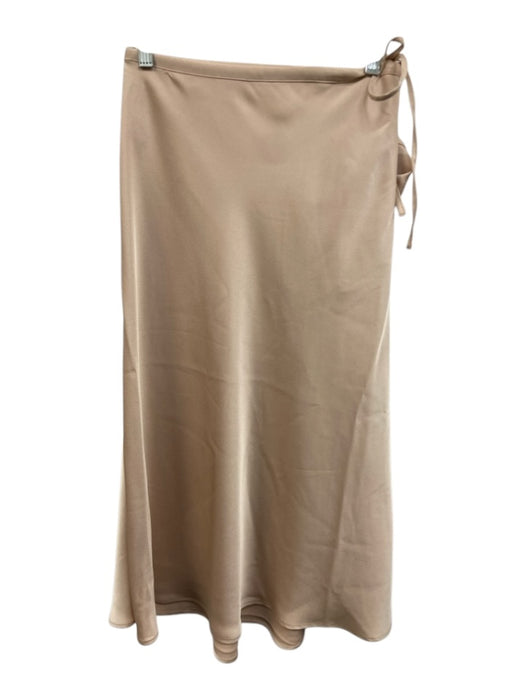 Classic Six NY Size 0 Beige Polyester Tie Waist Slip Skirt Midi Skirt Beige / 0