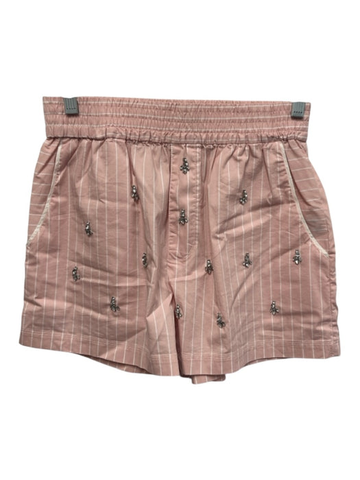 Le Superbe Size XS Blush Pink & White Cotton Pinstripe Jeweled Short Set Blush Pink & White / XS