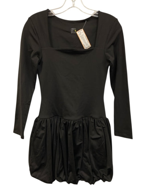 Port De Bras Size S Black Polyamide Blend Square Neck Long Sleeve Mini Dress Black / S