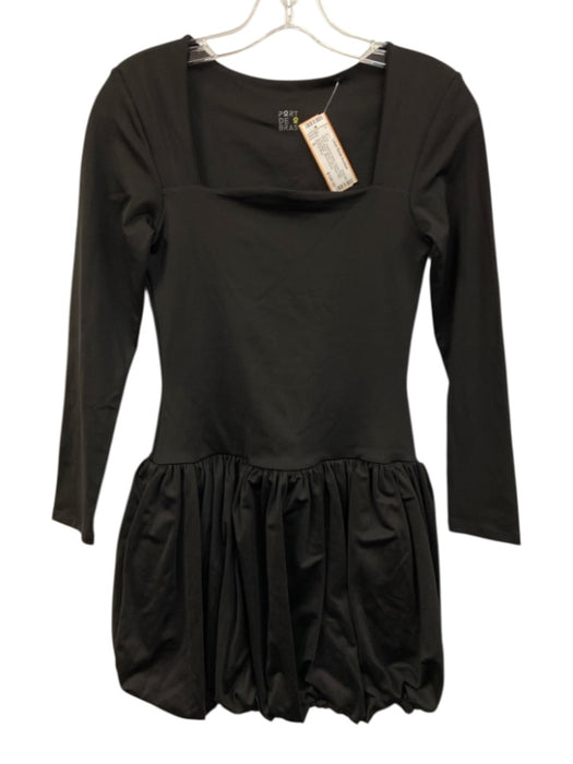 Port De Bras Size S Black Polyamide Blend Square Neck Long Sleeve Mini Dress Black / S