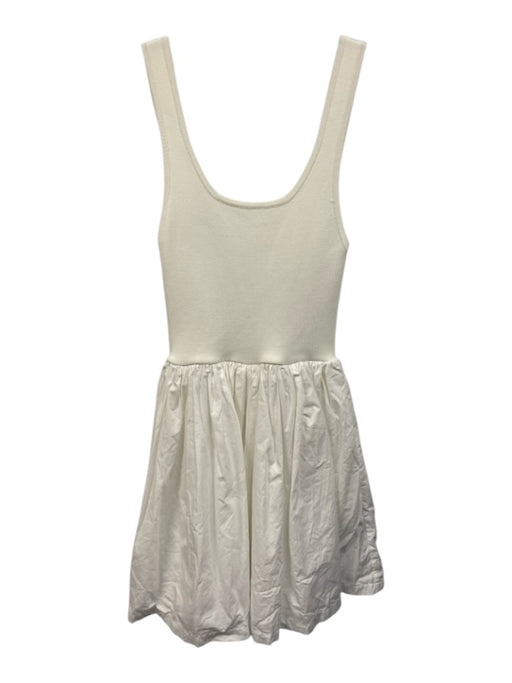 The Upside Size XXS White Cotton Fabric Block Tank Dress Flare Hem Mini Dress White / XXS