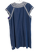 Ro's Garden Size S Navy & white Cotton Short Sleeve Embroidered V Neck Dress Navy & white / S