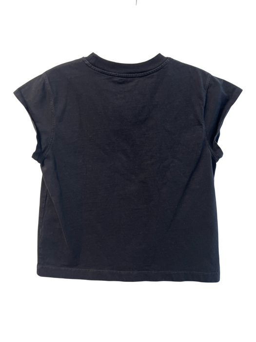 Agolde Size Small Black Cotton Cap Sleeve Round Neck Seam Detail T Shirt Top Black / Small