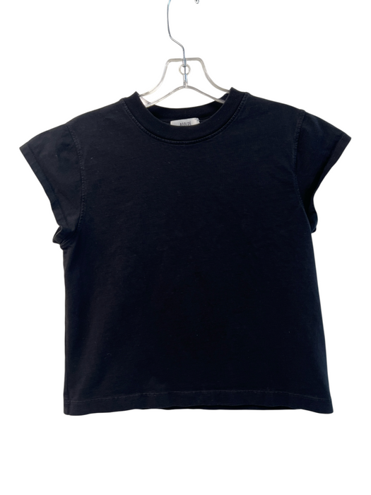 Agolde Size Small Black Cotton Cap Sleeve Round Neck Seam Detail T Shirt Top Black / Small