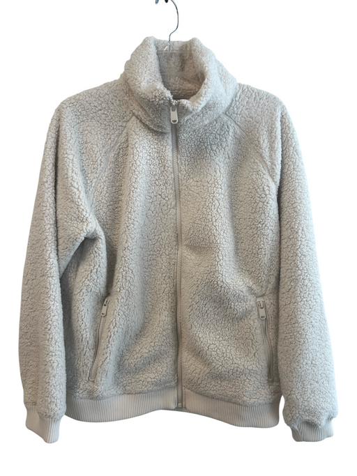 Athleta Size Medium Off White Polyester Blend Front Zip Zip Pocket Jacket Off White / Medium