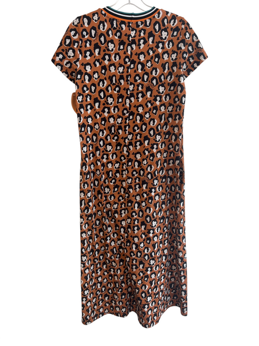 Double J Size XS Orange, Black & white Cotton faces All Over Print Dress Orange, Black & white / XS